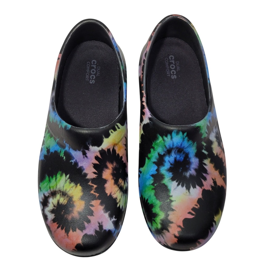 Crocs Neria Pro II‎ Work Clogs Womens Size 6 Black Tie Dye Slip Resistant 205385 - Picture 14 of 14